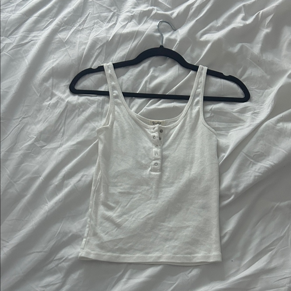 Brandy Melville White Buttoned Tank Top